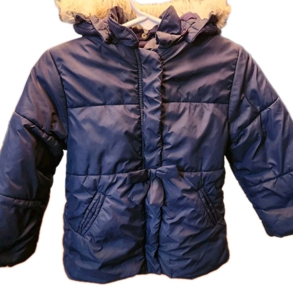 Kid's Jacadi Dark Blue Puffer Jacket with Faux Fur Trim Toddler Size 2 ( 23 Mos) - Picture 1 of 6